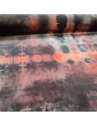 Tissu velours stretch de polyester brillant motifs tie dye - tissus habillement au mètre Biarritz