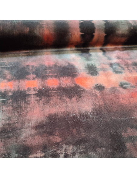 Tissu velours stretch de polyester brillant motifs tie dye - tissus habillement au mètre Biarritz