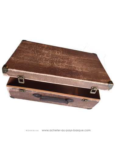 Valise vintage vide en carton - coffret cadeau semi ouverte présentation