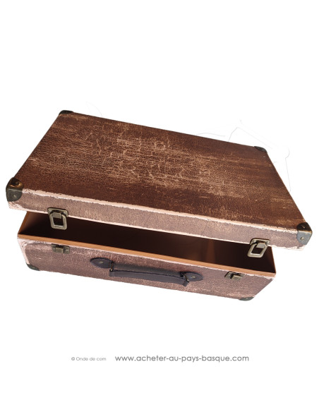 Valise vintage vide en carton - coffret cadeau semi ouverte présentation
