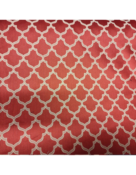 Tissu coton Polyester jacquard rouge arabesque grande laize 280cm - Tissus Ameublement - coussin rideaux siège