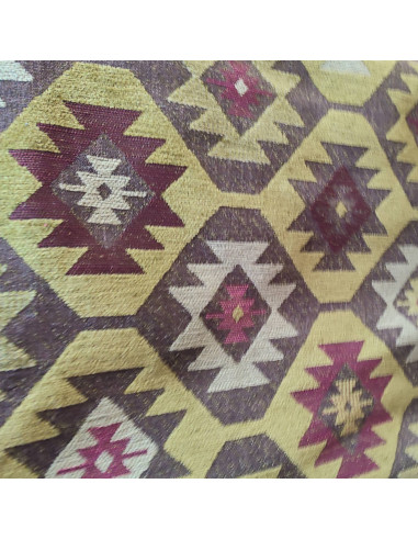 Tissu jacquard ameublement motifs ethniques esprit kilim. - Tissus Ameublement au mètre - coussin rideaux réfection fauteuil