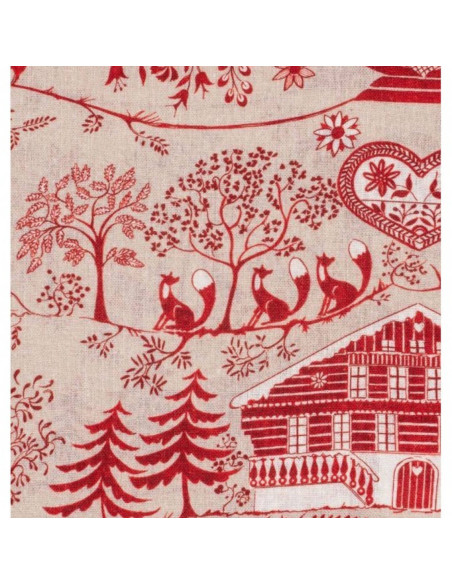 zoom BELLEVUE Tissu toile lin  Noël fond ficelle Thévenon - tissus ameublement au mètre - coussin, rideaux, petit mobilier