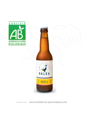 Toute une gamme de bières Basques artisanales Bio ici Tropical Pale Ale MANILA 33cl - boisson issue agriculture biologique