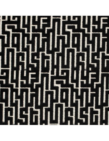 Jacquard ameublement labyrinthe noir bouclettes BABY Thévenon - tissu siège au mètre coussin rideaux sur mesure réfection