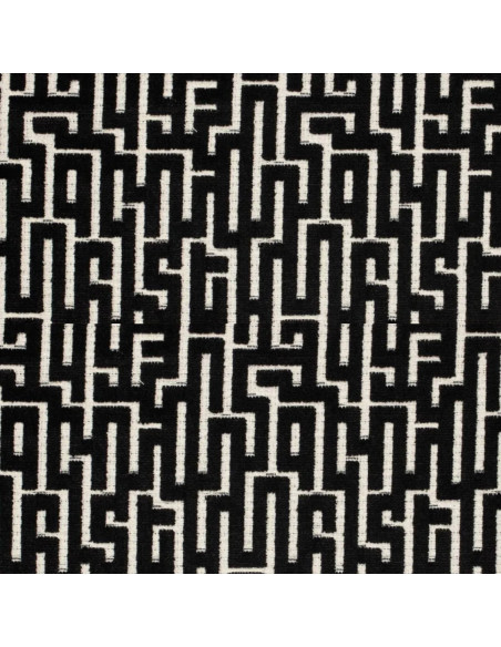 Jacquard ameublement labyrinthe noir bouclettes BABY Thévenon - tissu siège au mètre coussin rideaux sur mesure réfection