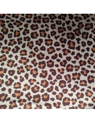tissu Toile coton effet lin motif tâches léopard marrons - Tissus Ameublement au mètre -  accessoires sacs déco