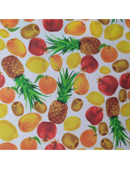 Tissu coton fruits kiwi ananas citron grenade - Tissus Ameublement habillement mercerie