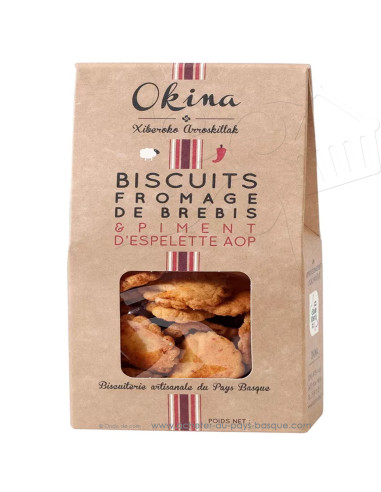 Biscuits apéritifs au Fromage de Brebis et Piment d'Espelette AOP - 1KG - biscuiterie artisanale OKINA