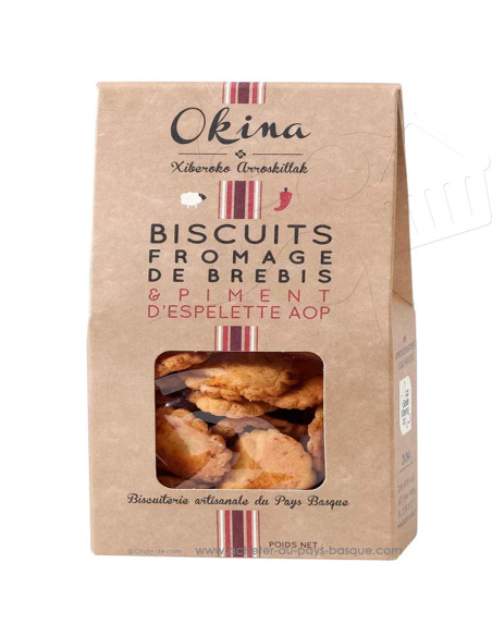 Biscuits apéritifs au Fromage de Brebis et Piment d'Espelette AOP - 1KG - biscuiterie artisanale OKINA