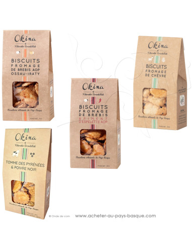 Packs Remises  : Assortiment de 4 biscuits salés Basques Apéritif aux fromages Brebis et Chèvre
