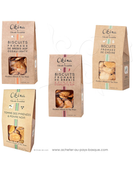 Packs Remises  : Assortiment de 4 biscuits salés Basques Apéritif aux fromages Brebis et Chèvre