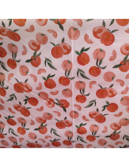 Tissu Coton OEKO TEX motifs pêches - tissus habillement au mètre vente en ligne - robe jupe top pantalon