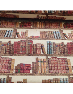 Tissu jacquard gobelin bibliothèque livres anciens - Tissus ameublement au mètre - coussin rideaux sur mesure réfection siège