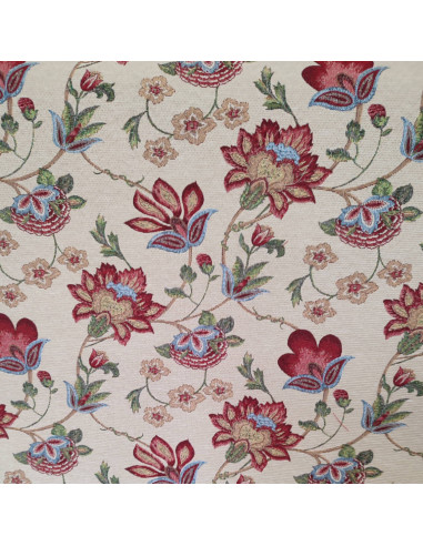 Tissu jacquard gobelin fleur style indien - Tissus ameublement au mètre - coussin rideaux sur mesure réfection siège