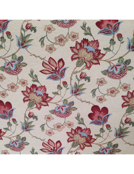 Tissu jacquard gobelin fleur style indien - Tissus ameublement au mètre - coussin rideaux sur mesure réfection siège