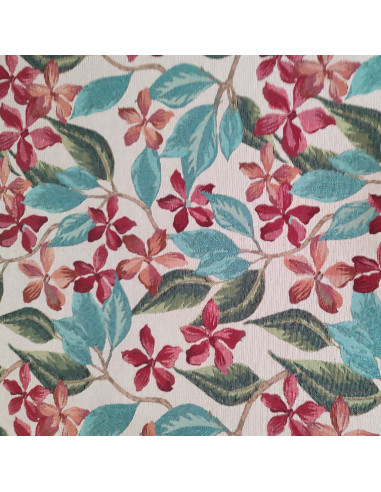 Tissu jacquard gobelin petite fleur feuillage - Tissus ameublement au mètre - coussin rideaux sur mesure réfection siège