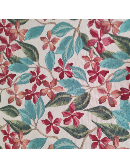 Tissu jacquard gobelin petite fleur feuillage - Tissus ameublement au mètre - coussin rideaux sur mesure réfection siège