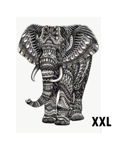 Panneau décoratif tapisserie jacquard gobelin éléphant noir et blanc 200 x 140 - décoration tenture murale - Tissus Ameublement