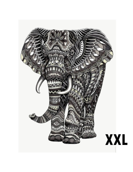 Panneau décoratif tapisserie jacquard gobelin éléphant noir et blanc 200 x 140 - décoration tenture murale - Tissus Ameublement