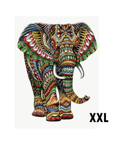 Panneau décoratif tapisserie jacquard gobelin éléphant multicolore 200 x 140 cm - décoration tenture murale - Tissus Ameublement