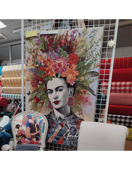Panneau décoratif tapisserie tissu jacquard gobelin Frida Kahlo 180 x 134 cm - tenture murale décoration - tissus ameublement