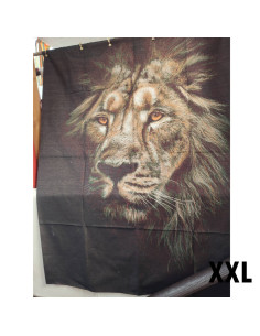 Panneau décoratif tapisserie tissu jacquard gobelin tête de lion 190 x 140 cm - tenture murale décoration - tissus ameublement
