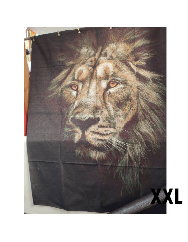 Panneau décoratif tapisserie tissu jacquard gobelin tête de lion 190 x 140 cm - tenture murale décoration - tissus ameublement