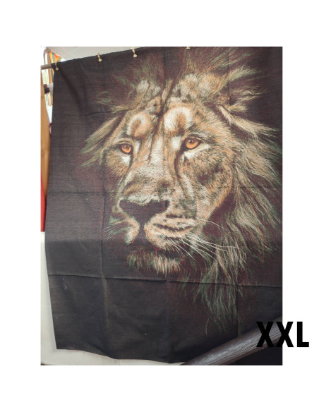 Panneau décoratif tapisserie tissu jacquard gobelin tête de lion 190 x 140 cm - tenture murale décoration - tissus ameublement