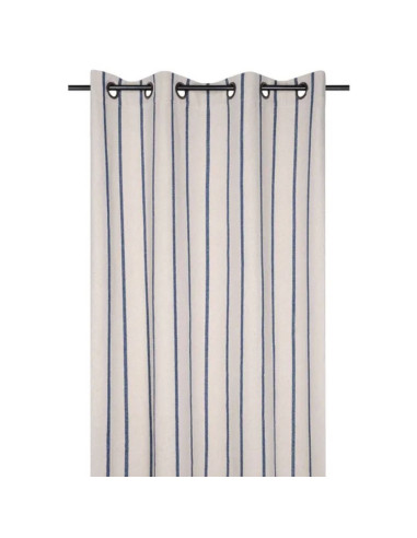 Rideau oeillets St TROP x 1 coton épais naturel rayure basque bleu navy 135 x 260cm STOF - linge de maison décoration interieure