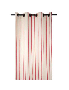 Rideau oeillets St TROP x 1 coton épais naturel rayure basque rouge 135 x 260cm STOF - linge de maison décoration interieure