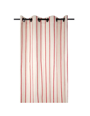 Rideau oeillets St TROP x 1 coton épais naturel rayure basque rouge 135 x 260cm STOF - linge de maison décoration interieure