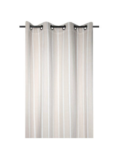 Rideau oeillets St TROP x 1 coton épais naturel rayure basque blanche 135 x 260cm STOF - linge de maison décoration interieure