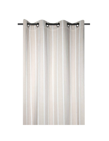 Rideau oeillets St TROP x 1 coton épais naturel rayure basque blanche 135 x 260cm STOF - linge de maison décoration interieure
