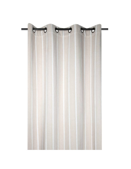 Rideau oeillets St TROP x 1 coton épais naturel rayure basque blanche 135 x 260cm STOF - linge de maison décoration interieure
