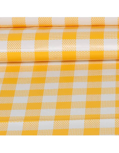 Nappes en Toile cirée carreaux vichy jaunes motif  carreaux - tissus au mètre - mercerie décoration art de la table