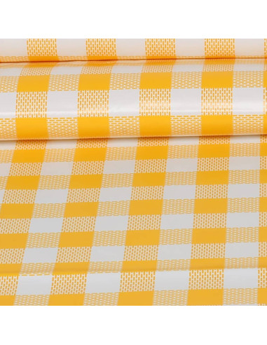 Nappes en Toile cirée carreaux vichy jaunes motif  carreaux - tissus au mètre - mercerie décoration art de la table
