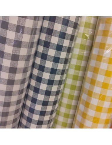 Diverses Nappes en Toile cirée carreaux vichy jaunes motif  carreaux - tissus au mètre - mercerie décoration art de la table