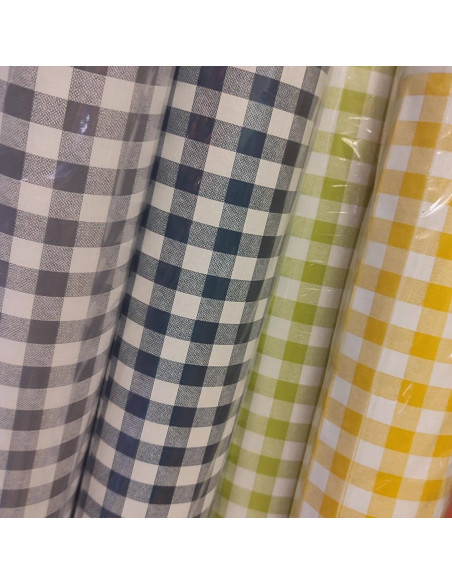 Diverses Nappes en Toile cirée carreaux vichy jaunes motif  carreaux - tissus au mètre - mercerie décoration art de la table