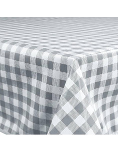 Nappes en Toile cirée carreaux vichy gris motif carreaux - tissus au mètre - mercerie décoration art de la table