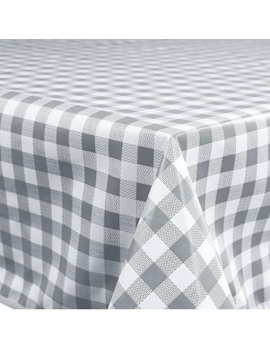 Nappes en Toile cirée carreaux vichy gris motif carreaux - tissus au mètre - mercerie décoration art de la table