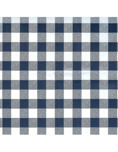Nappes en Toile cirée carreaux vichy bleue marine motif carreaux - tissus au mètre - mercerie décoration art de la table