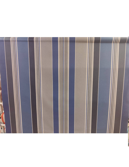 Nappe toile enduite rayure Basque gris bleu blanc - acheter nappe basque sur mesure - linge de table et de maison traditionnel