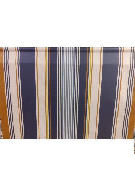 Nappes enduites rayure traditionnelle Basques marine moutarde - art de la table - tissus ameublement au mètre