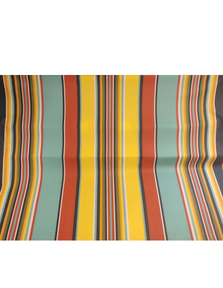 Nappe orange jaune turquoise Toile enduite rayures Basques - acheter nappe basque sur mesure - Linge de table traditionnel