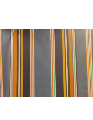 Nappes Toile enduite rayures traditionnelles Basque marine turquoise moutarde - art de la table - tissus ameublement au mètre