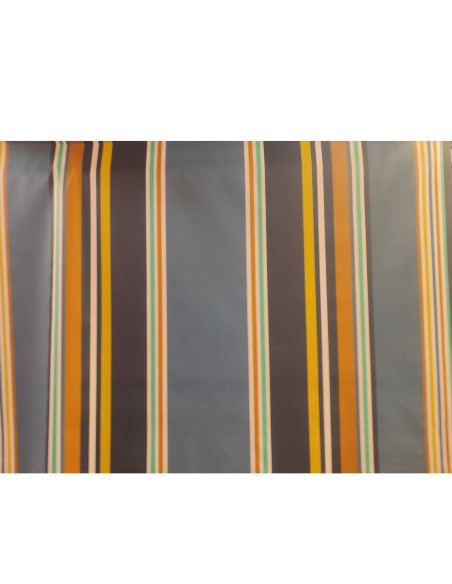 Nappes Toile enduite rayures traditionnelles Basque marine turquoise moutarde - art de la table - tissus ameublement au mètre