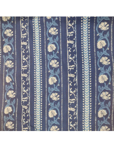 Tissu voile de Coton floral bleu - Taj Mahal indigo - Tissus habillement au mètre vente en ligne - mercerie biarritz