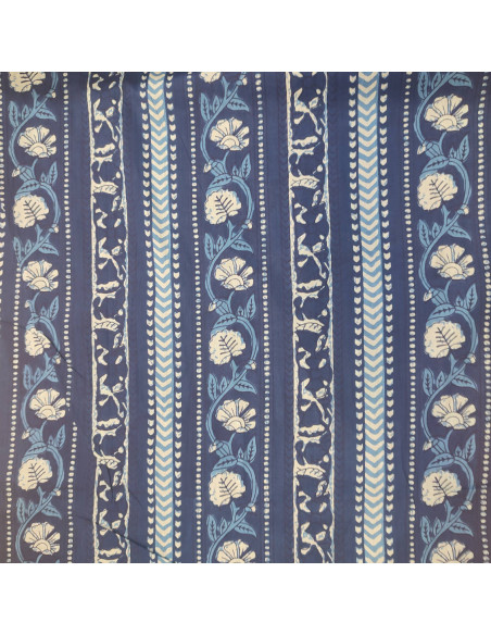 Tissu voile de Coton floral bleu - Taj Mahal indigo - Tissus habillement au mètre vente en ligne - mercerie biarritz