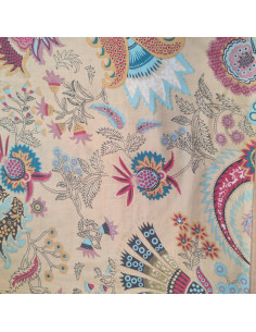 Tissu voile de Coton beige esprit indien "Rang Mahal Flowers" - Tissus habillement au mètre vente en ligne - mercerie biarritz
